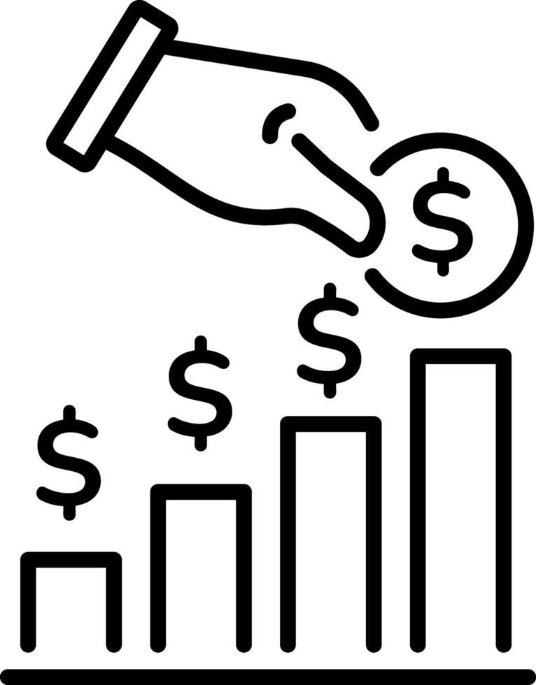 A outline style icon of increase profit vector