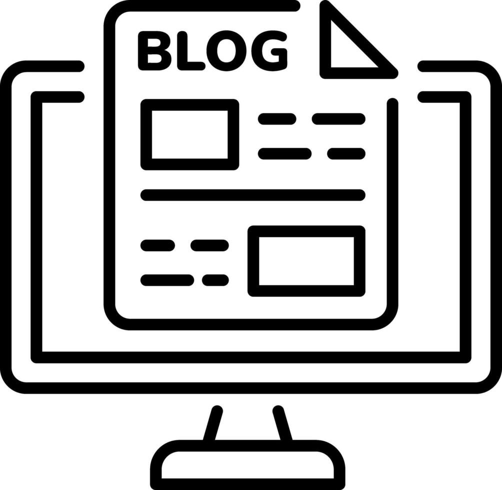 A line style icon showing digital blogging vector