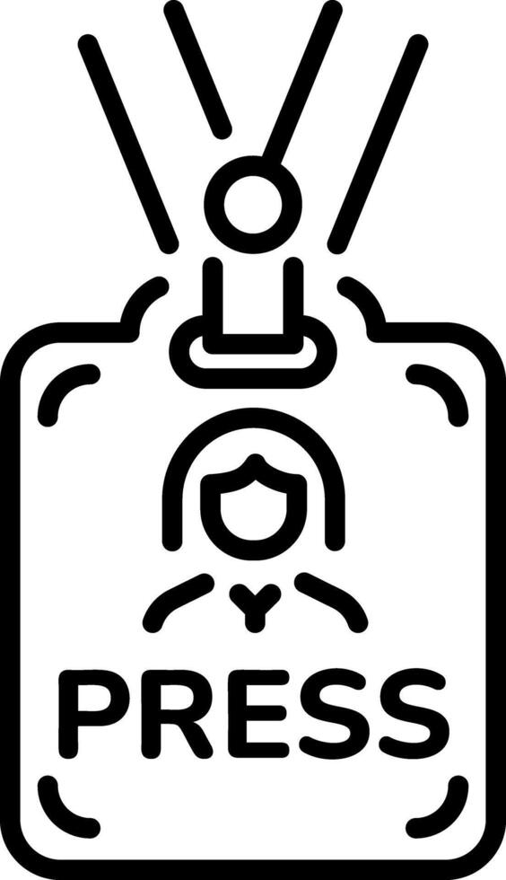 A line style icon showing a press card vector