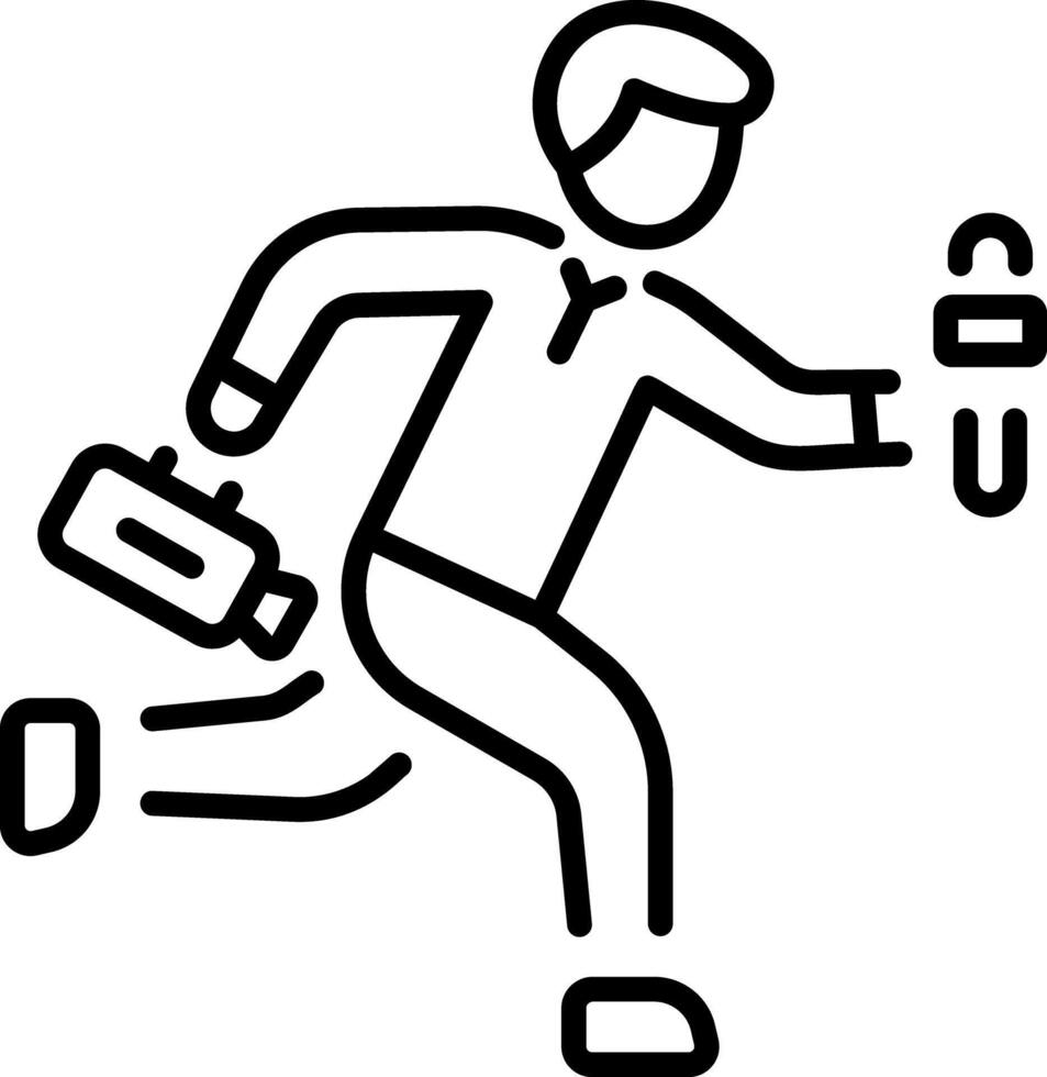 A line style icon showing a running journalist vector