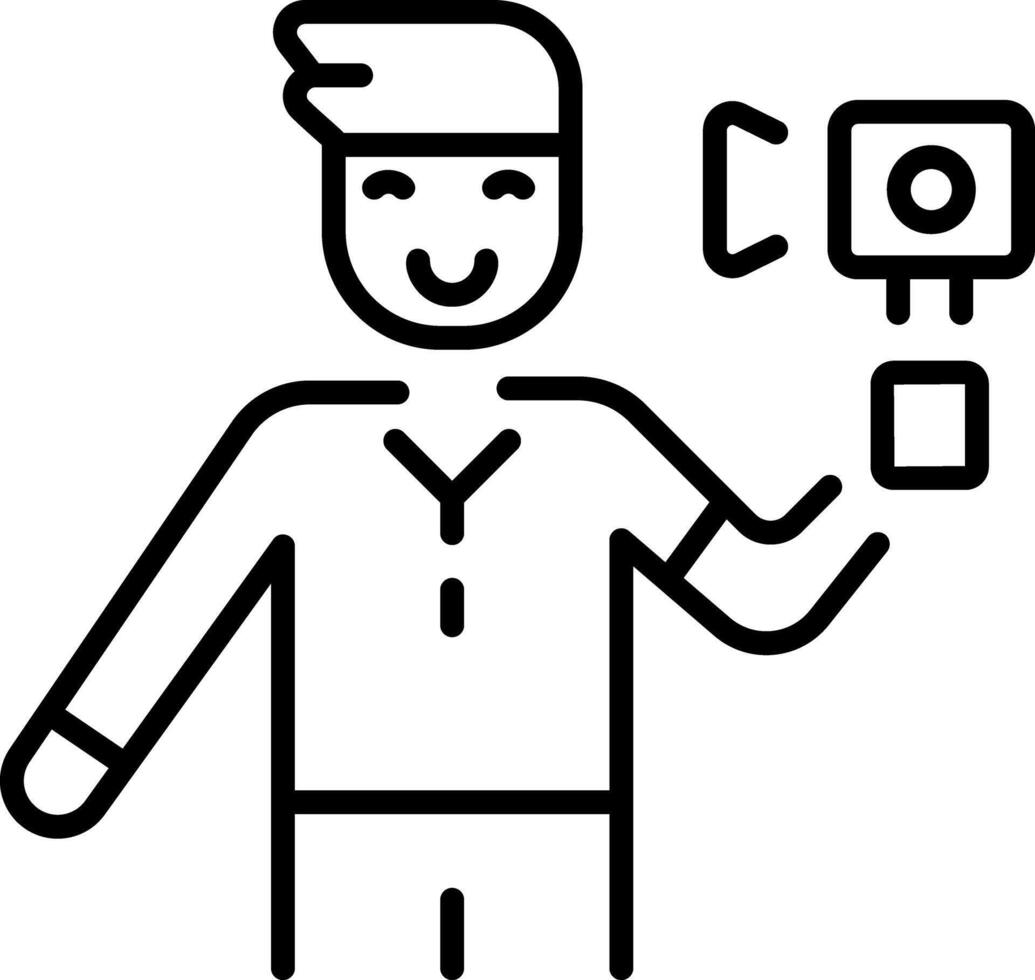 A trendy liner style icon showing a character doing recording vector