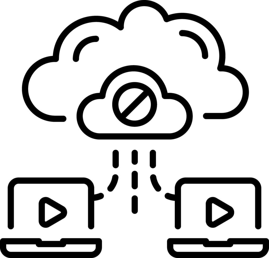 A line style icon of cloud sharing vector