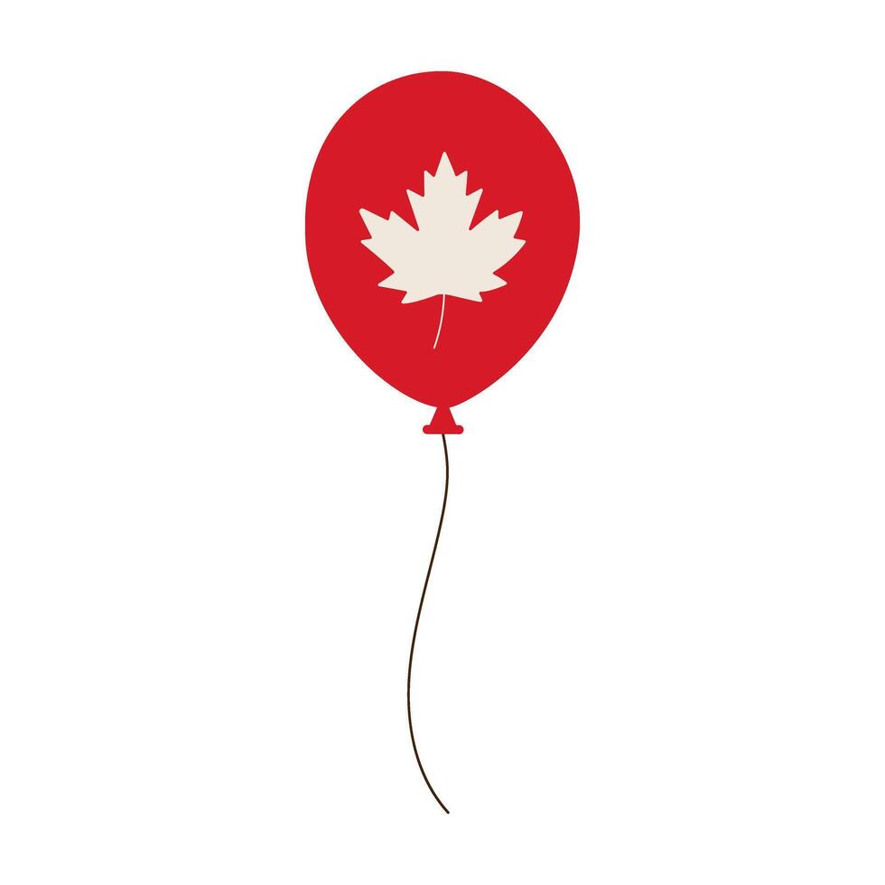 A red balloon with a leaf on it. The balloon is floating in the air vector