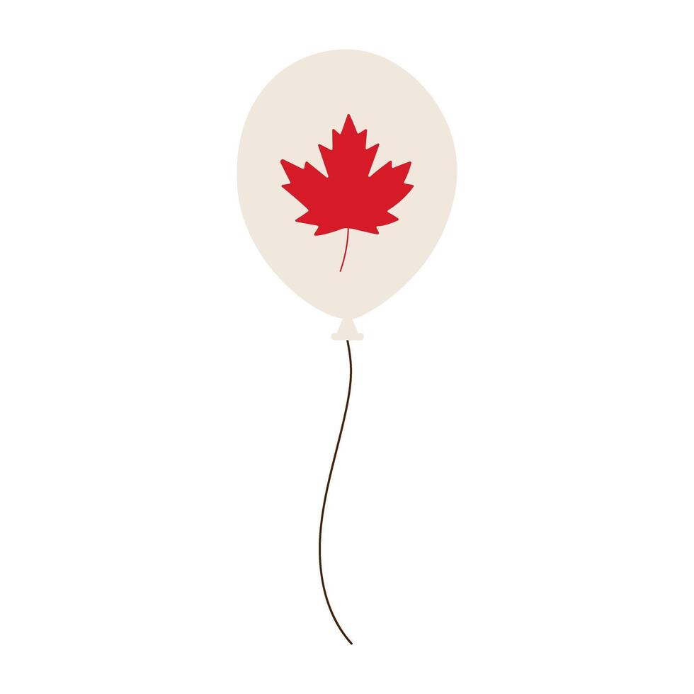 A red balloon with a leaf on it. vector