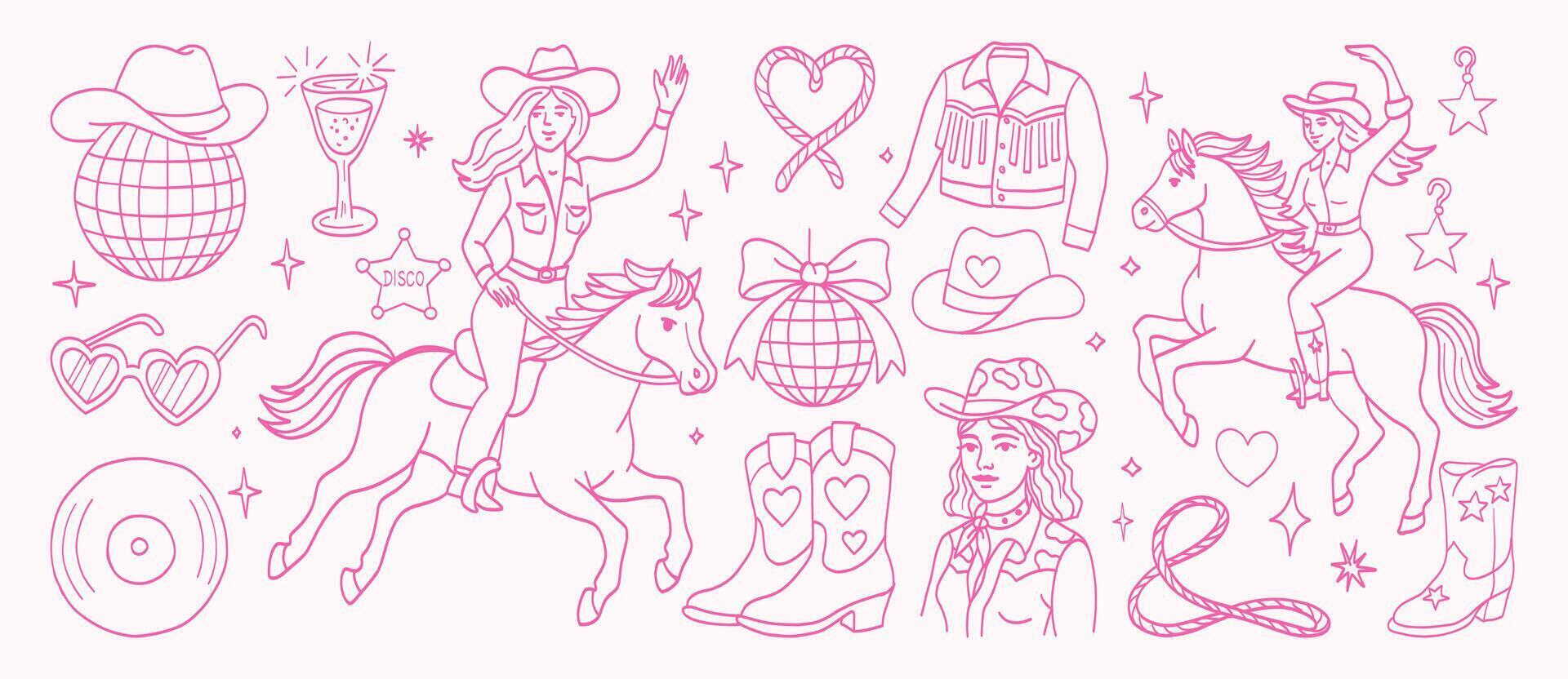 A woman is riding a horse and there are other people and horses in the background vector