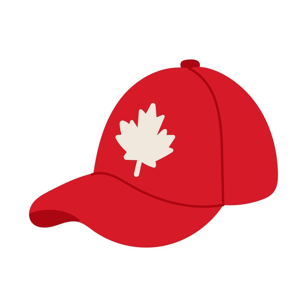 A red and white hat with a maple leaf on it vector