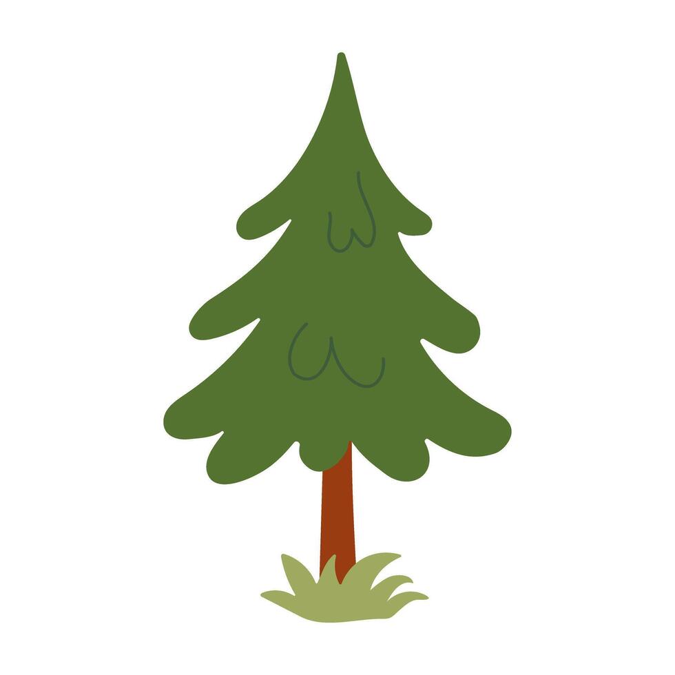 A cartoon tree with a green trunk and brown leaves vector