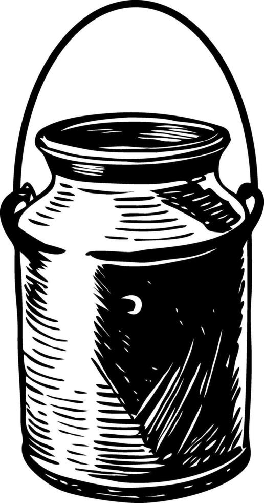 A sketchy style illustration of milk bucket vector