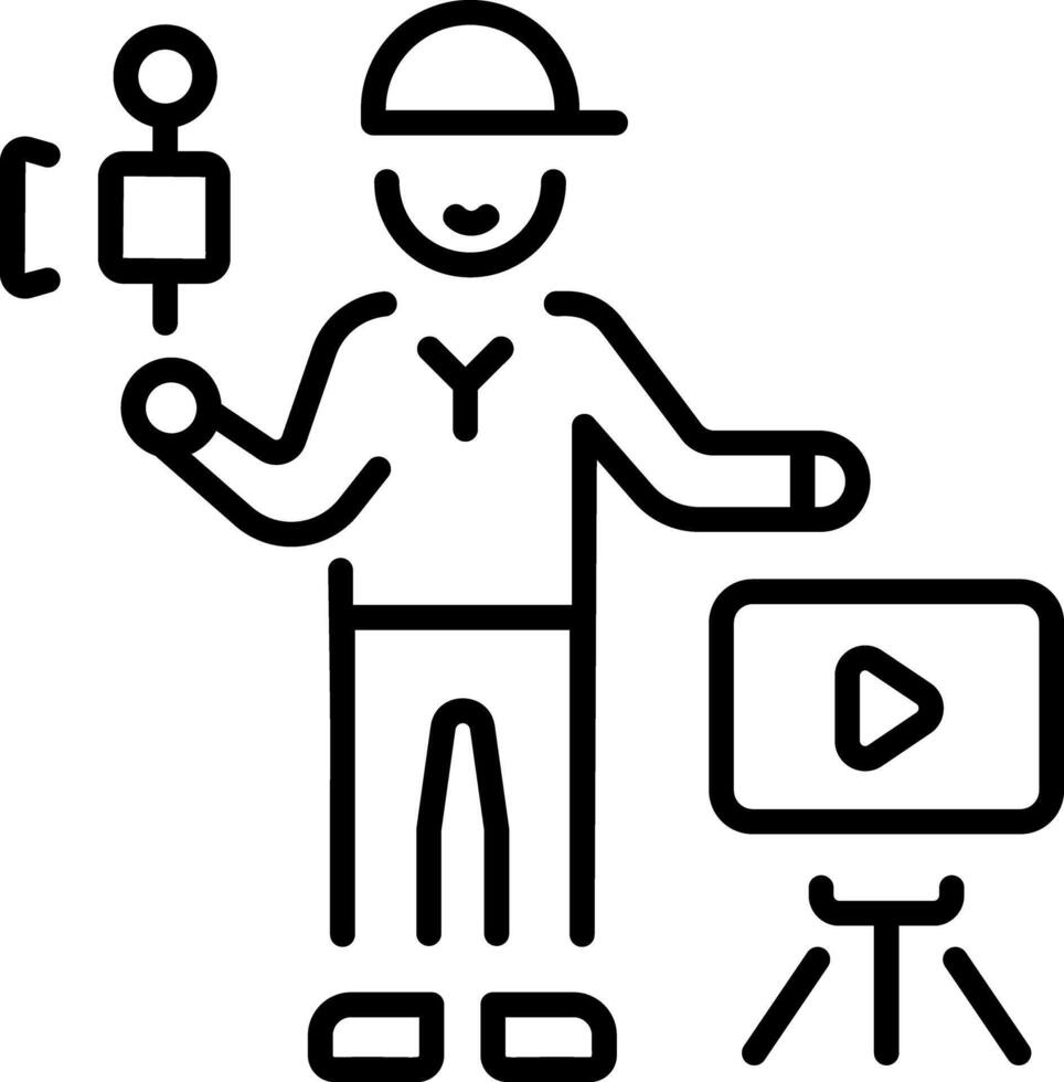 An outline style icon of film shooting vector