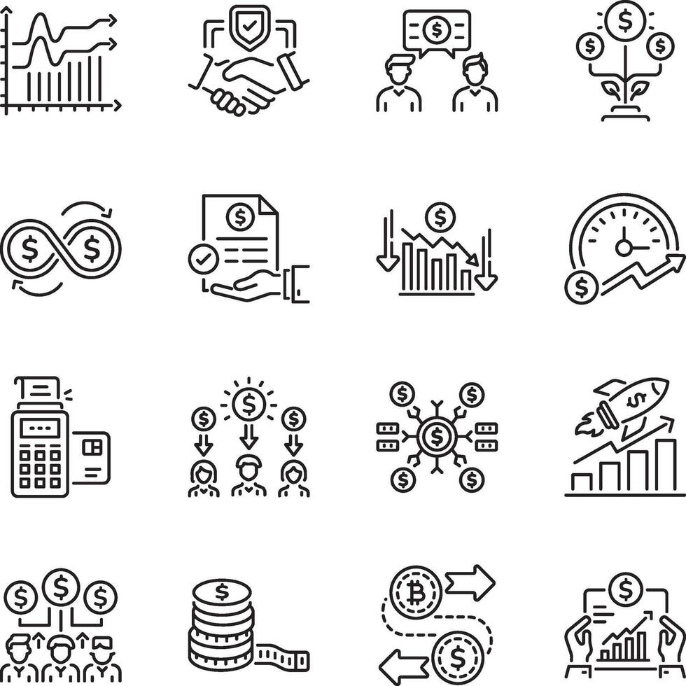 Set of Investment Outline Style Icons vector