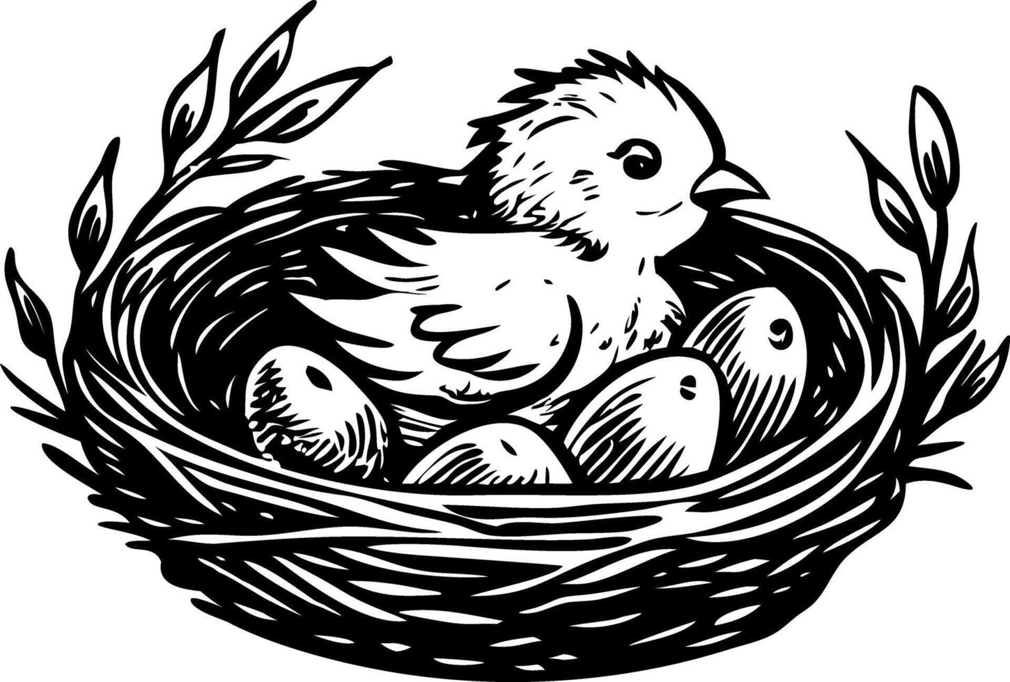 A sketchy style illustration of bird nest vector