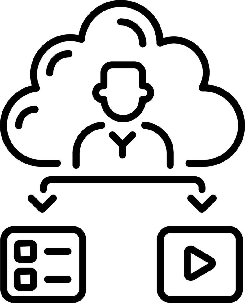 A line style icon of cloud media vector