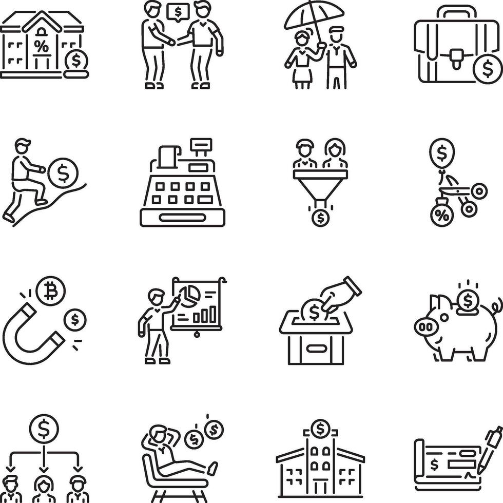 Set of Business Linear Style icons vector
