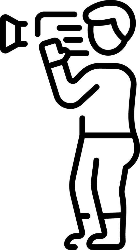 A line style icon depicting a character doing cinematography vector