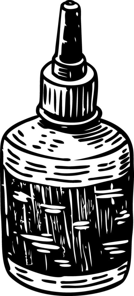 A vintage style illustration showing a glue bottle vector