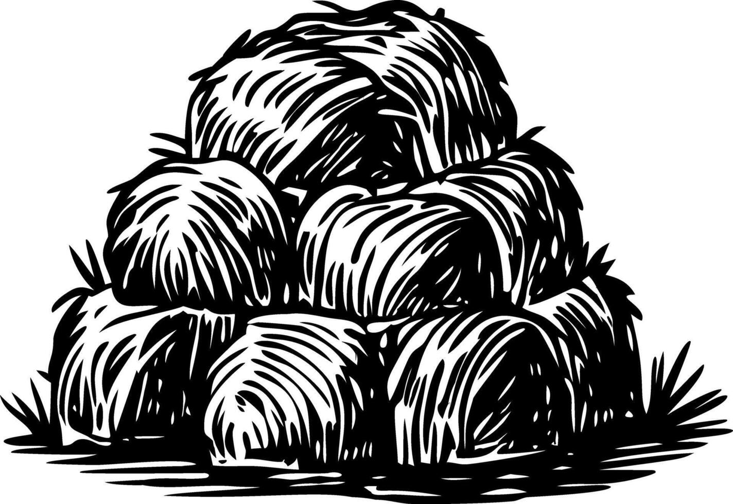 A trendy vintage style illustration of hay bale vector