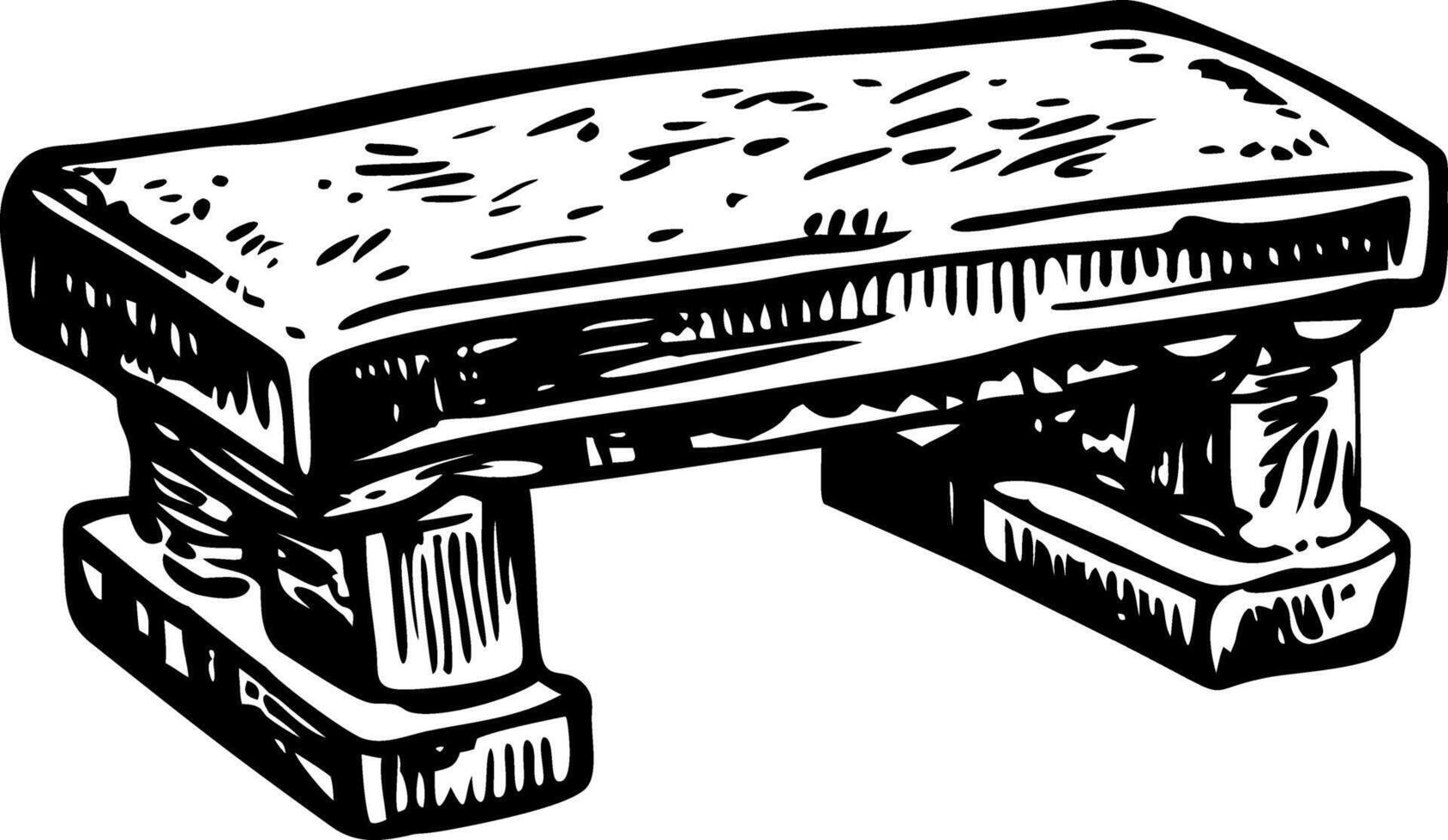 A glyph style illustration of stone bench vector