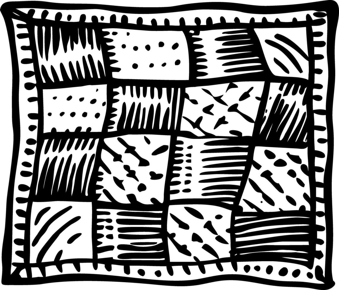 A vintage style illustration of patch quilt vector