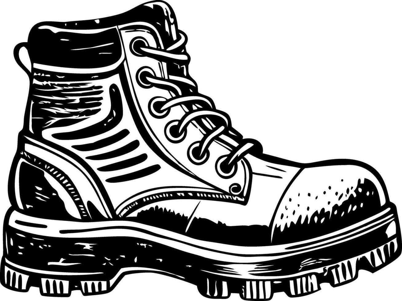 A vintage style illustration showing safety shoe vector
