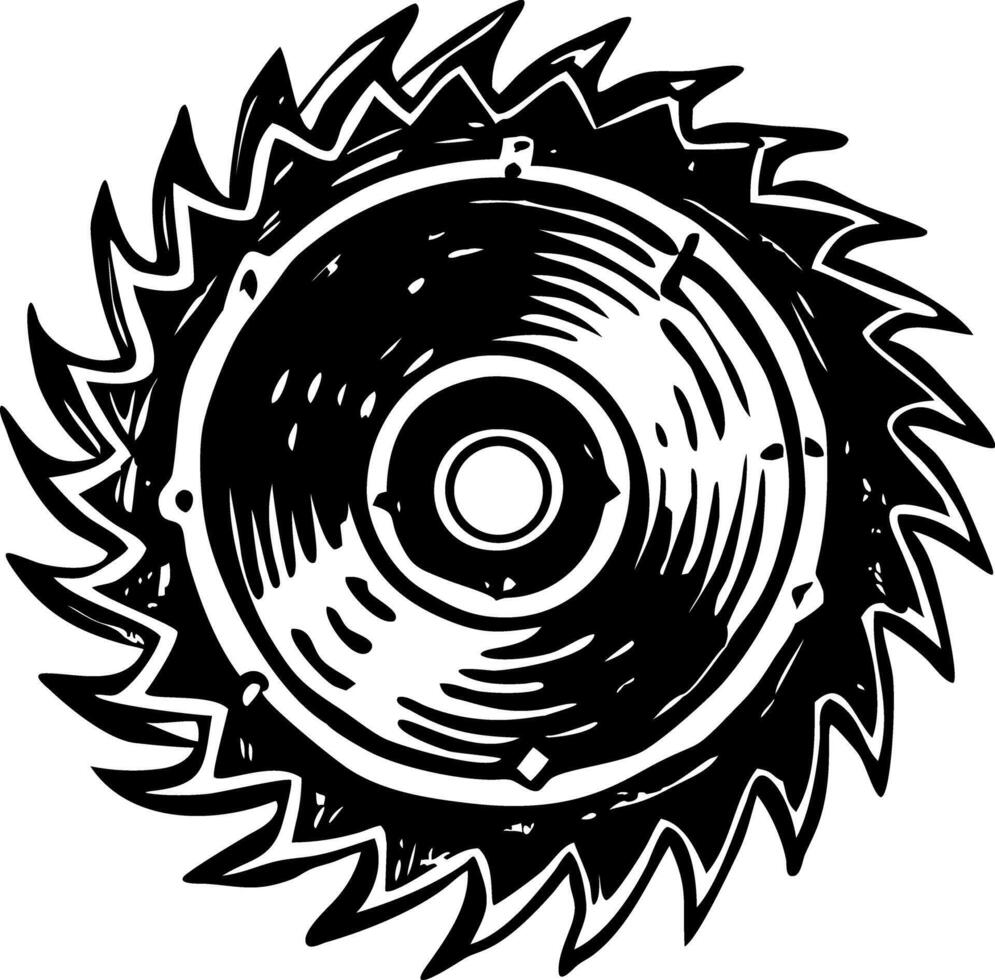 A vintage style illustration showing saw blade vector