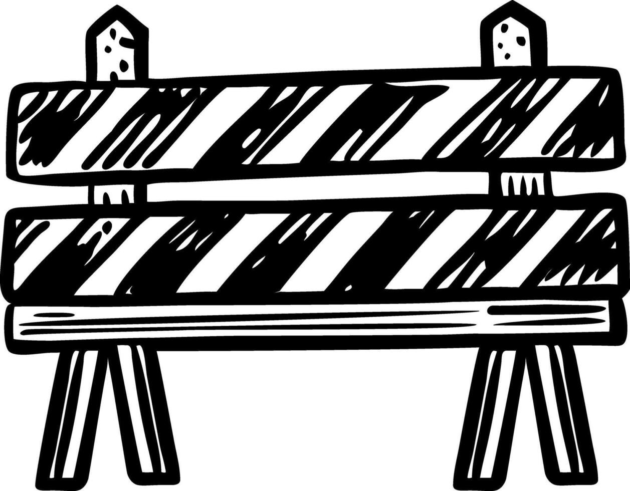 A vintage style illustration showing barricade vector