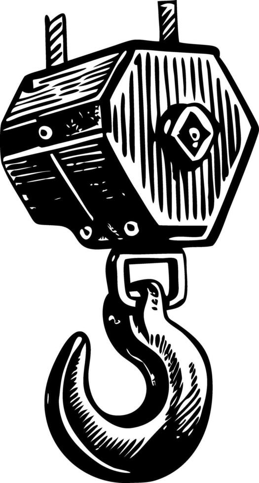 A vintage style illustration showing crane hook vector