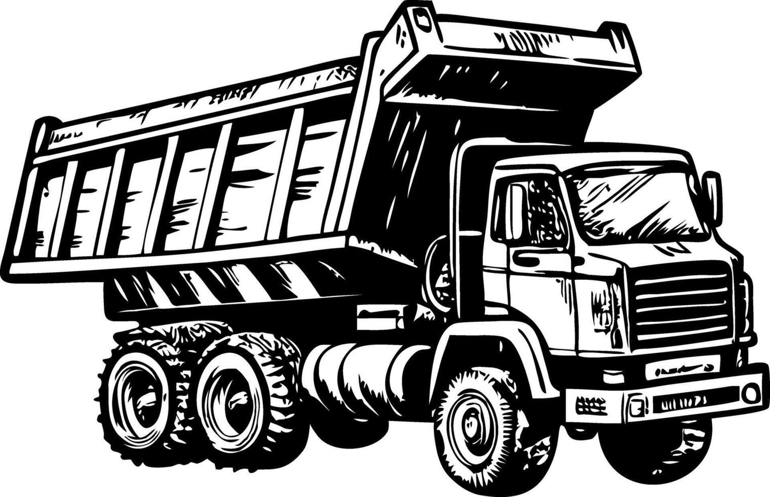 A vintage style illustration showing dump truck vector