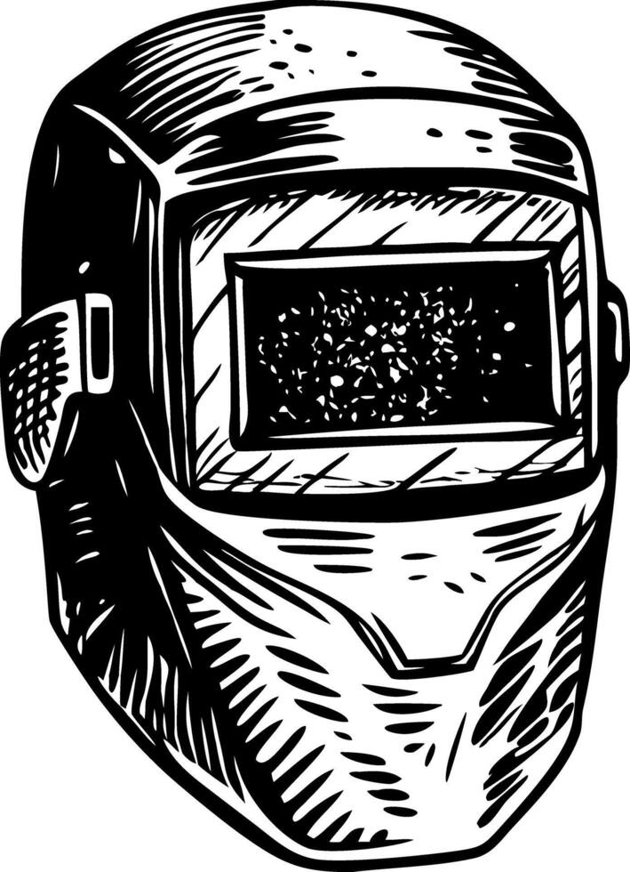A vintage style illustration showing welding mask vector