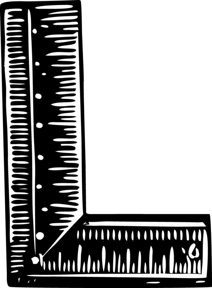 A vintage style illustration representing a square ruler vector
