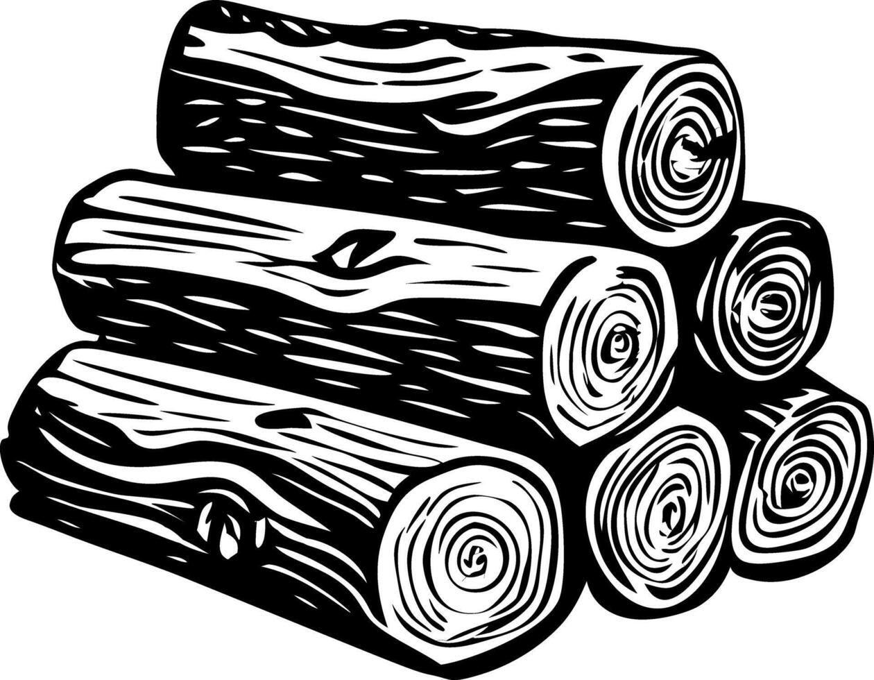 A vintage style illustration showing timber stack vector