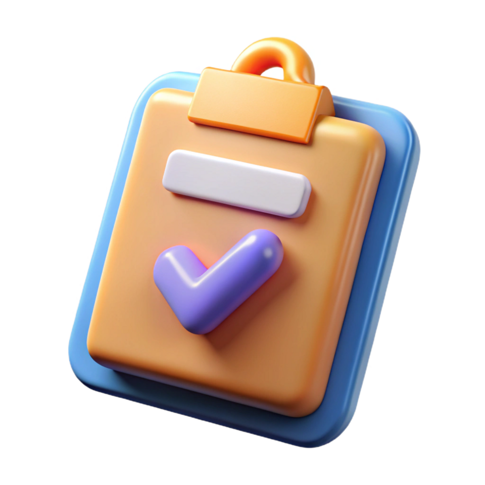 3d rendered checklist icon isolated on transparent background png