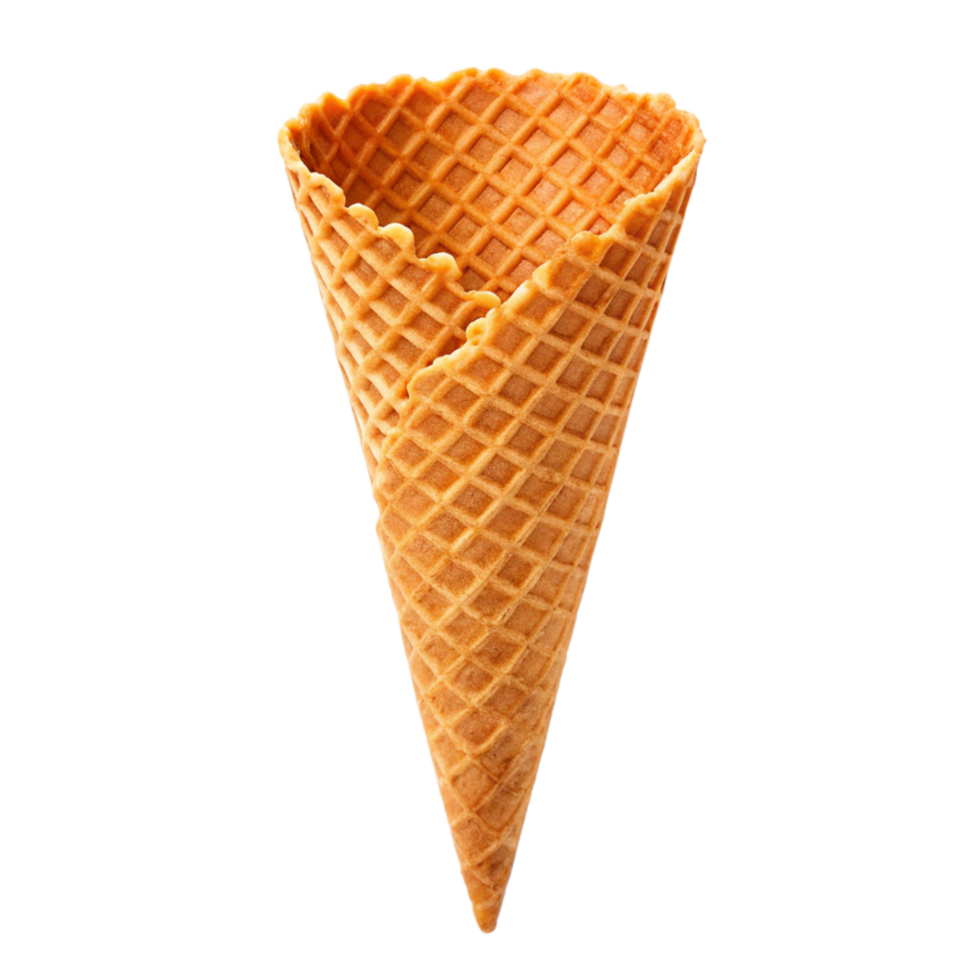 Empty waffle ice cream cone isolated on transparent background png
