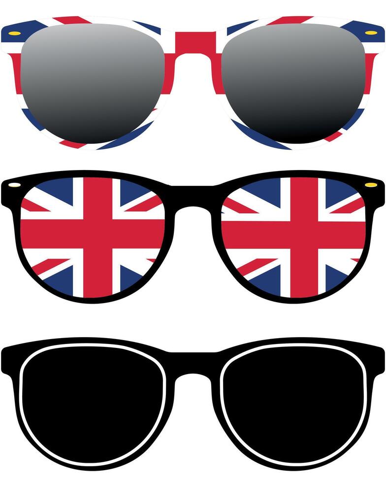Sunglasses with Union Jack Flag in the lens and frame, British Patriotic graphic element vector