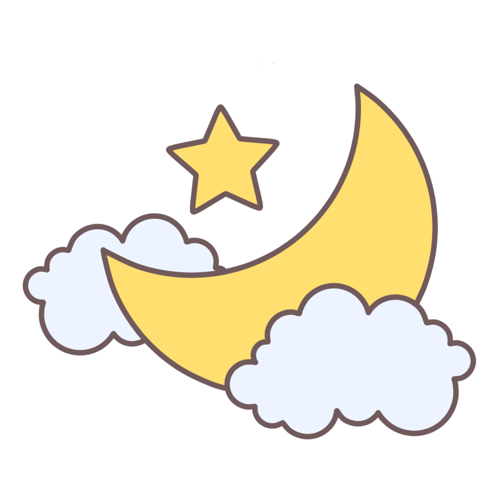 Moon and star with clouds png