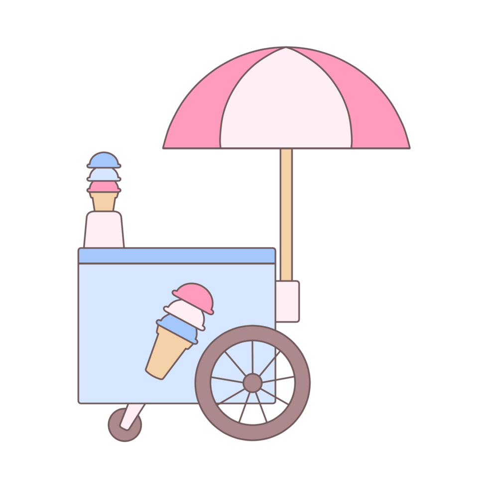 Ice cream cart illustration png