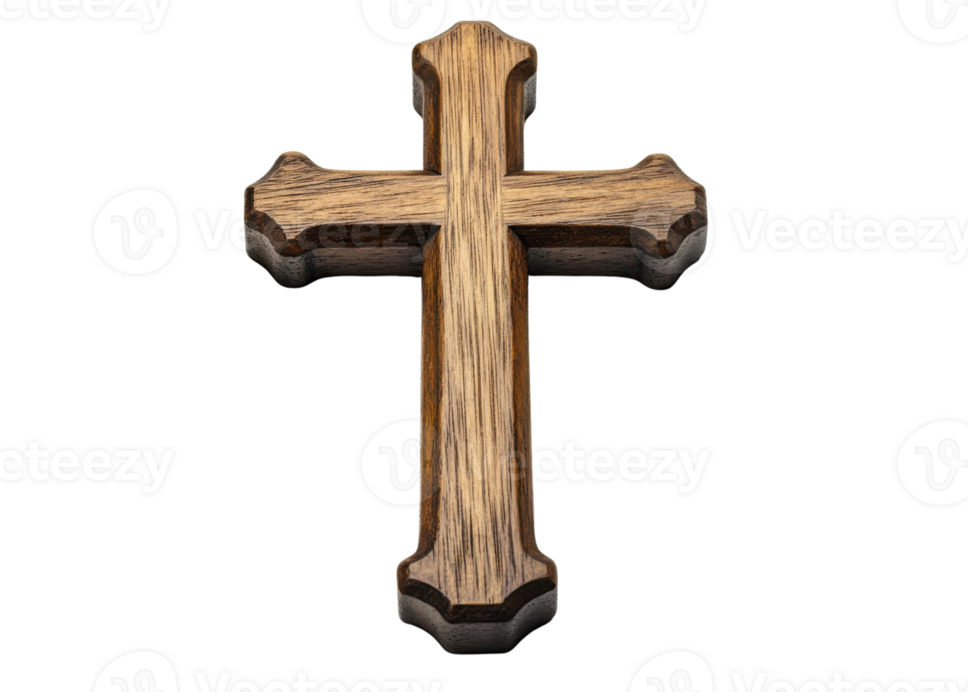 Ornate wooden cross isolated on transparent background png