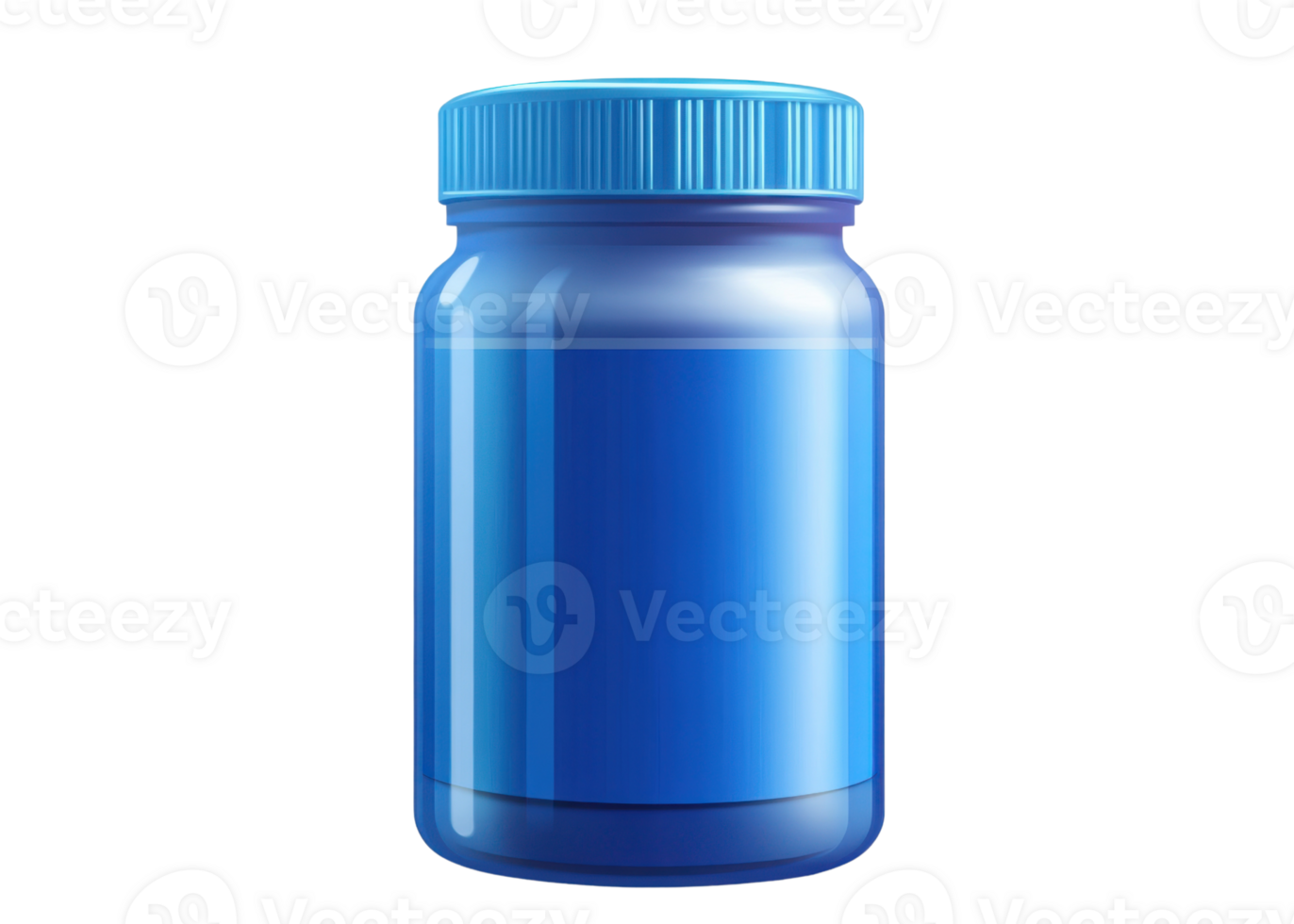 Blue plastic supplement bottle mockup isolated on transparent background png