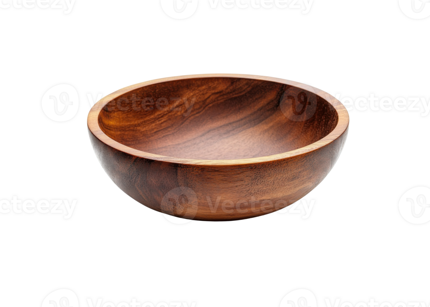 Empty wooden bowl isolated on transparent background png