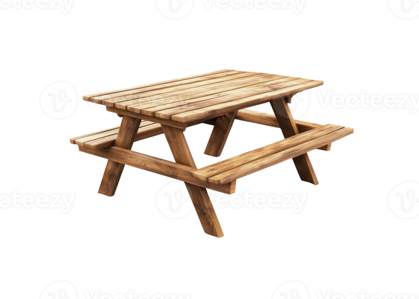 Wooden picnic table on transparent background png