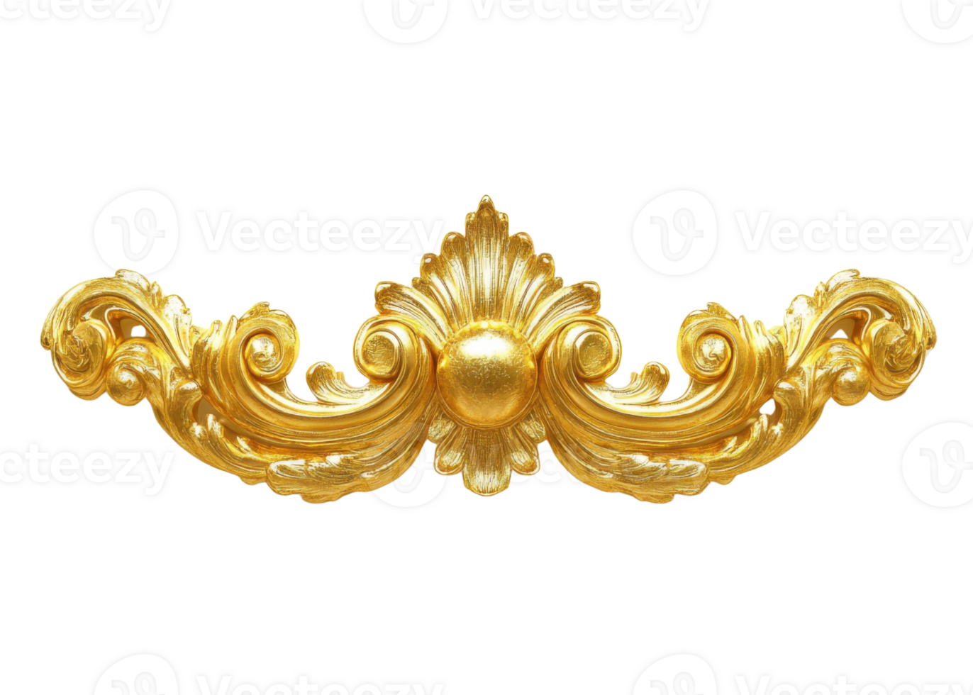 Gold ornate decorative molding isolated on transparent background png