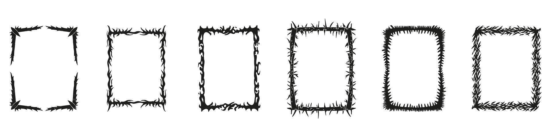 Decorative Grunge Frame Set. Edgy And Artistic Border Collection. Isolated Illustration vector