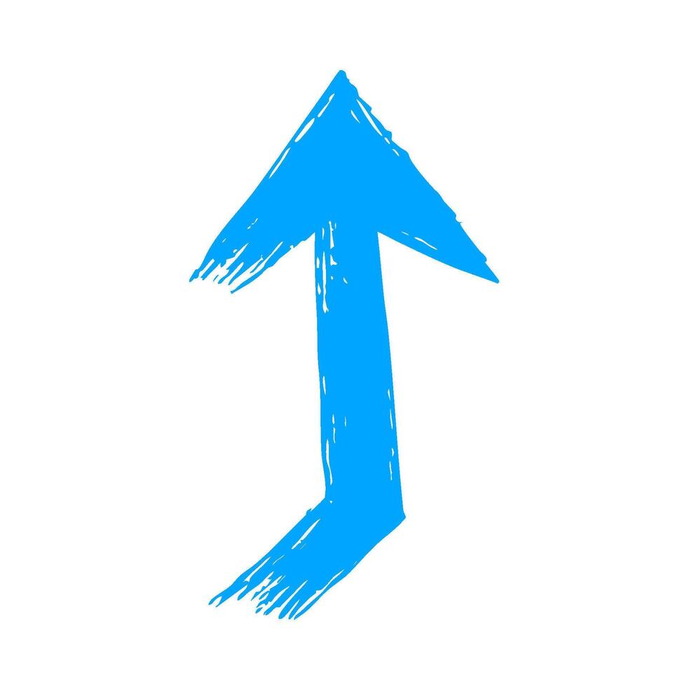 Blue Hand-Drawn Upward Arrow. Symbol Of Progress And Direction. Isolated Illustration vector
