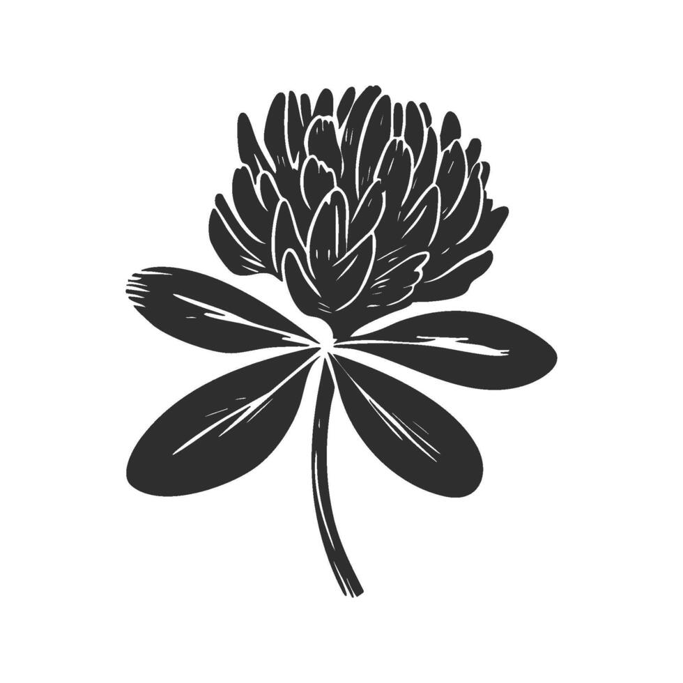 Clover Flower Silhouette Illustration. Symbol Of Luck And Nature. Isolated Illustration vector