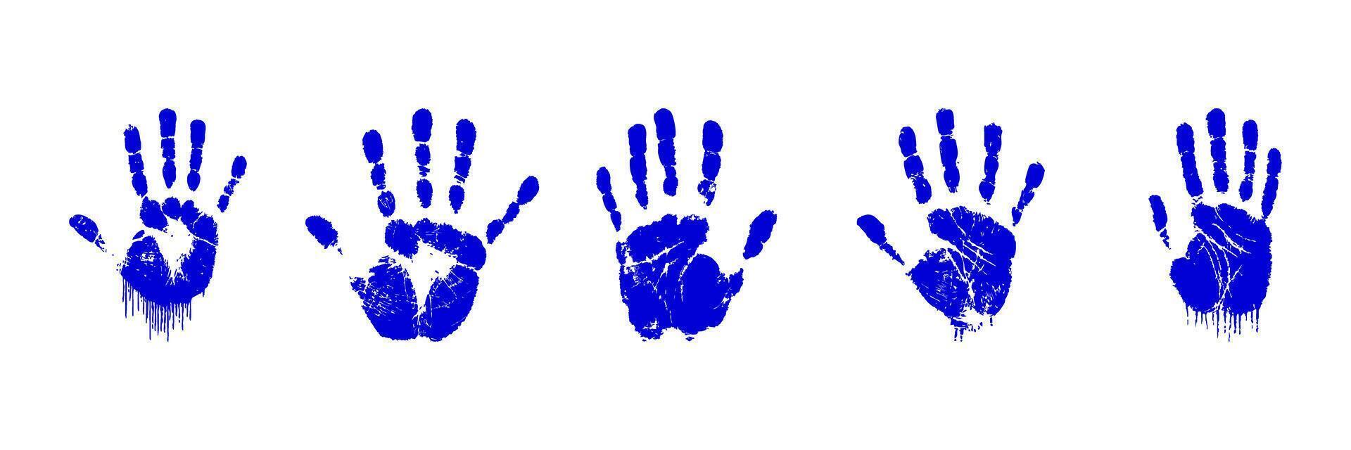 Blue Handprints Set. Creative Expression And Identity Collection. Isolated Illustration vector