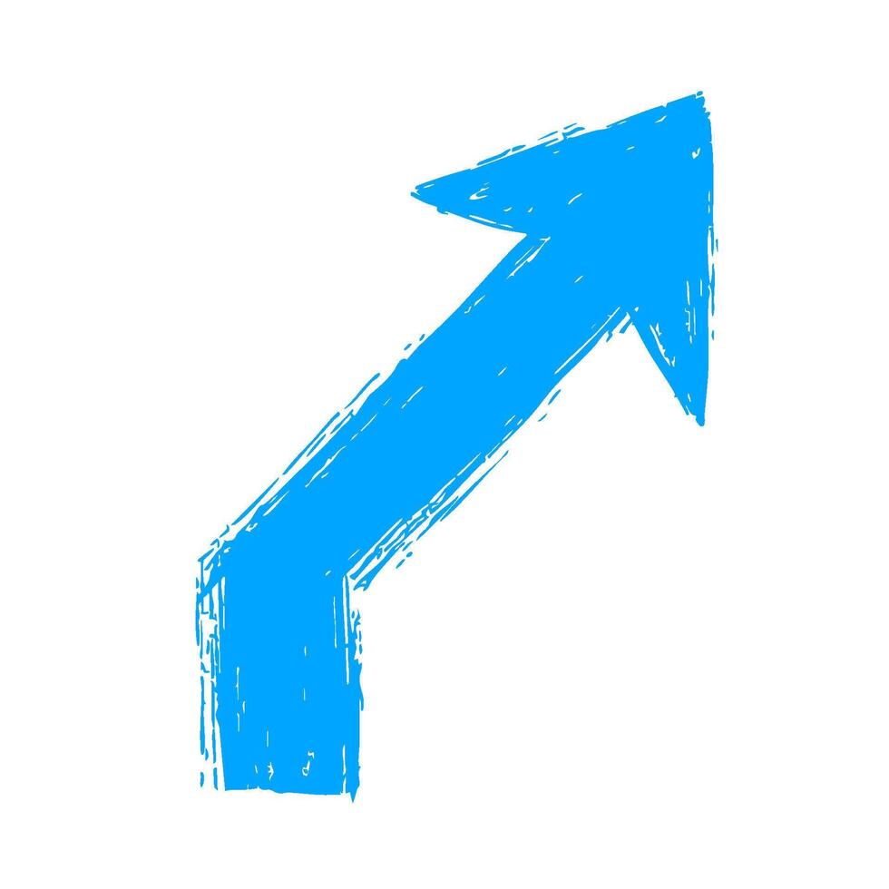 Blue Grunge Upward Arrow Symbolizing Growth And Progress. Dynamic Movement And Success. Isolated Illustration vector