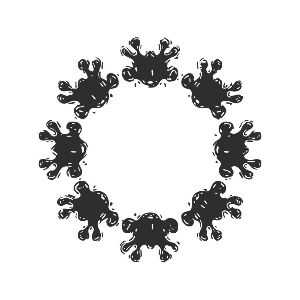 Circular Virus Pattern Silhouette Illustration. Symbolizing Viral Spread And Infection. Isolated Illustration vector