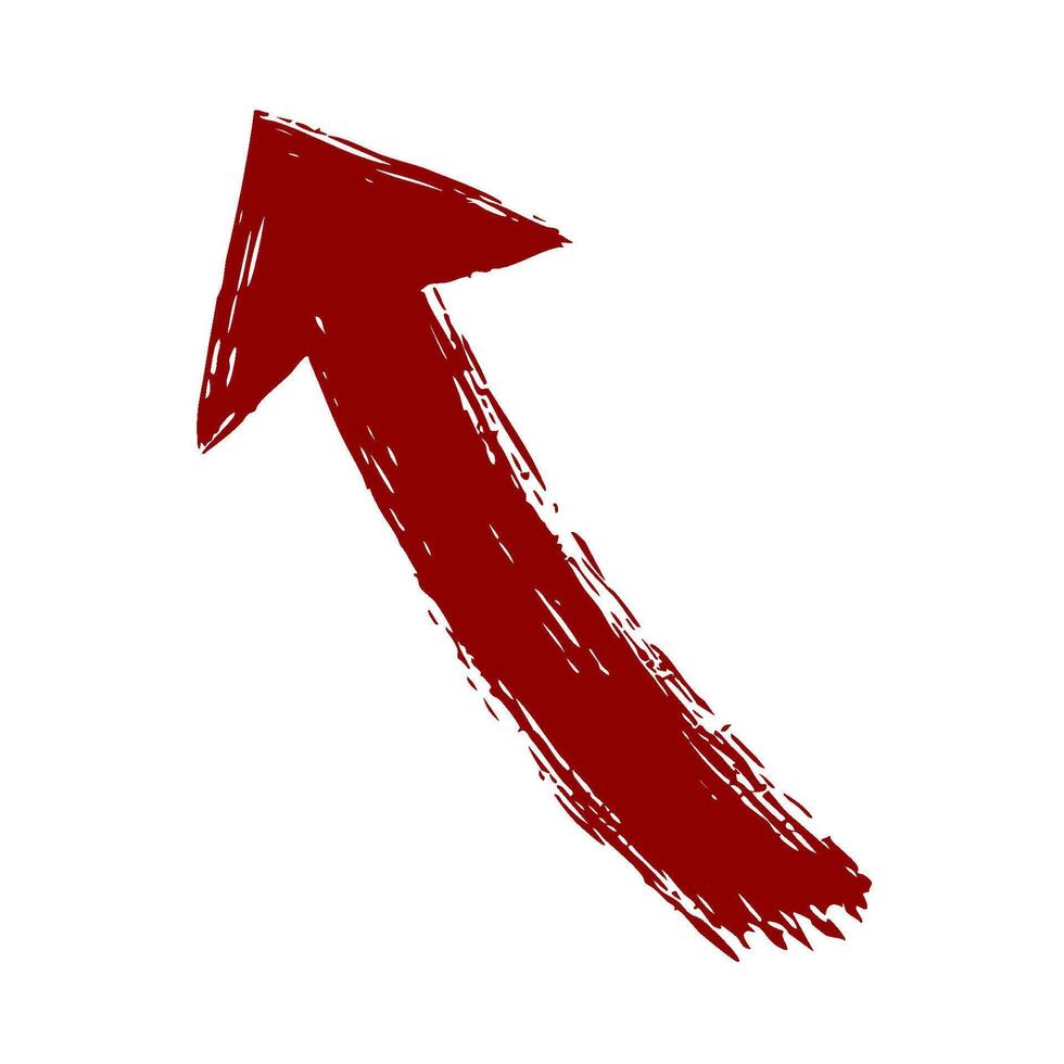 Red Grunge Arrow Pointing Upwards. Symbolizes Growth And Progress. Isolated Illustration vector