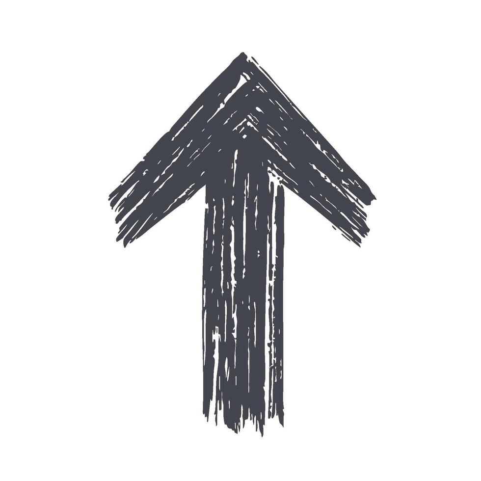 Hand-Drawn Grunge Arrow Pointing Upwards. Symbol Of Progress And Direction. Isolated Illustration vector