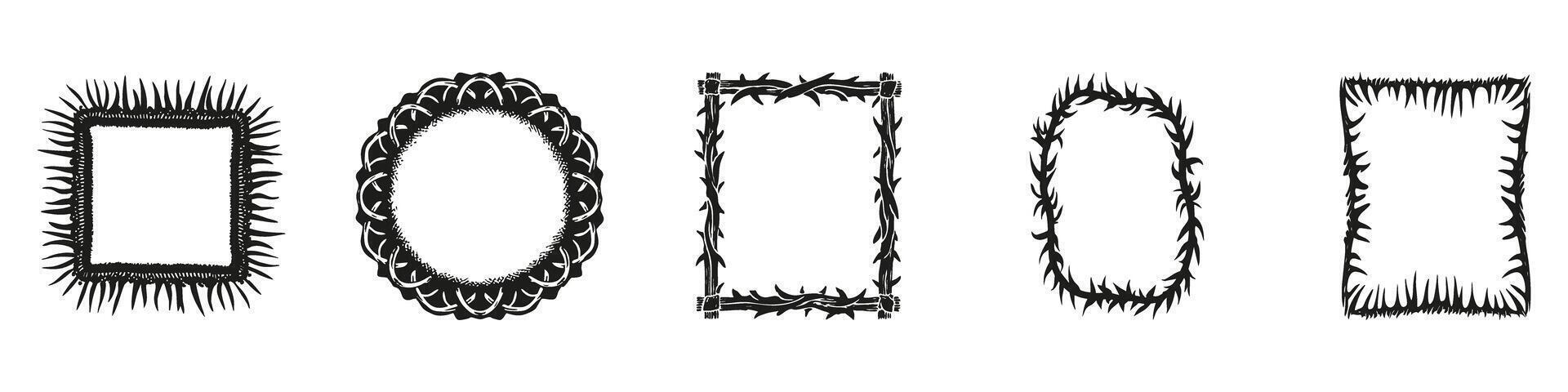 Decorative Frame Designs Set. Artistic Borders For Creative Projects Collection. Isolated Illustration vector
