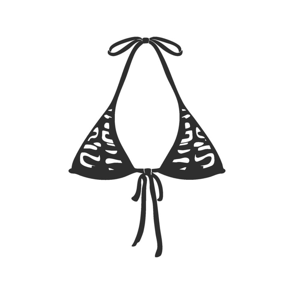 Bikini Top Silhouette Illustration. Summer Fashion And Beachwear Design Isolated Illustration vector